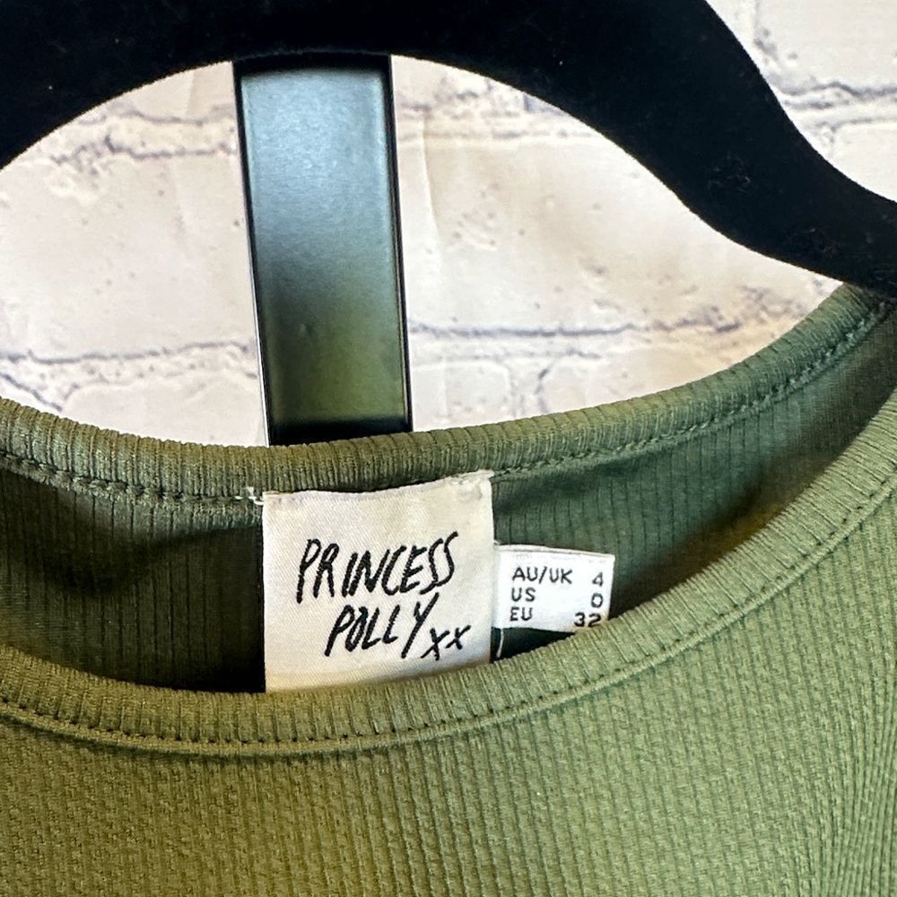 Princess Polly Forest Green Ribbed Crop Top - Picture 2 of 4